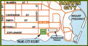 Palms City Resort Darwin location map
